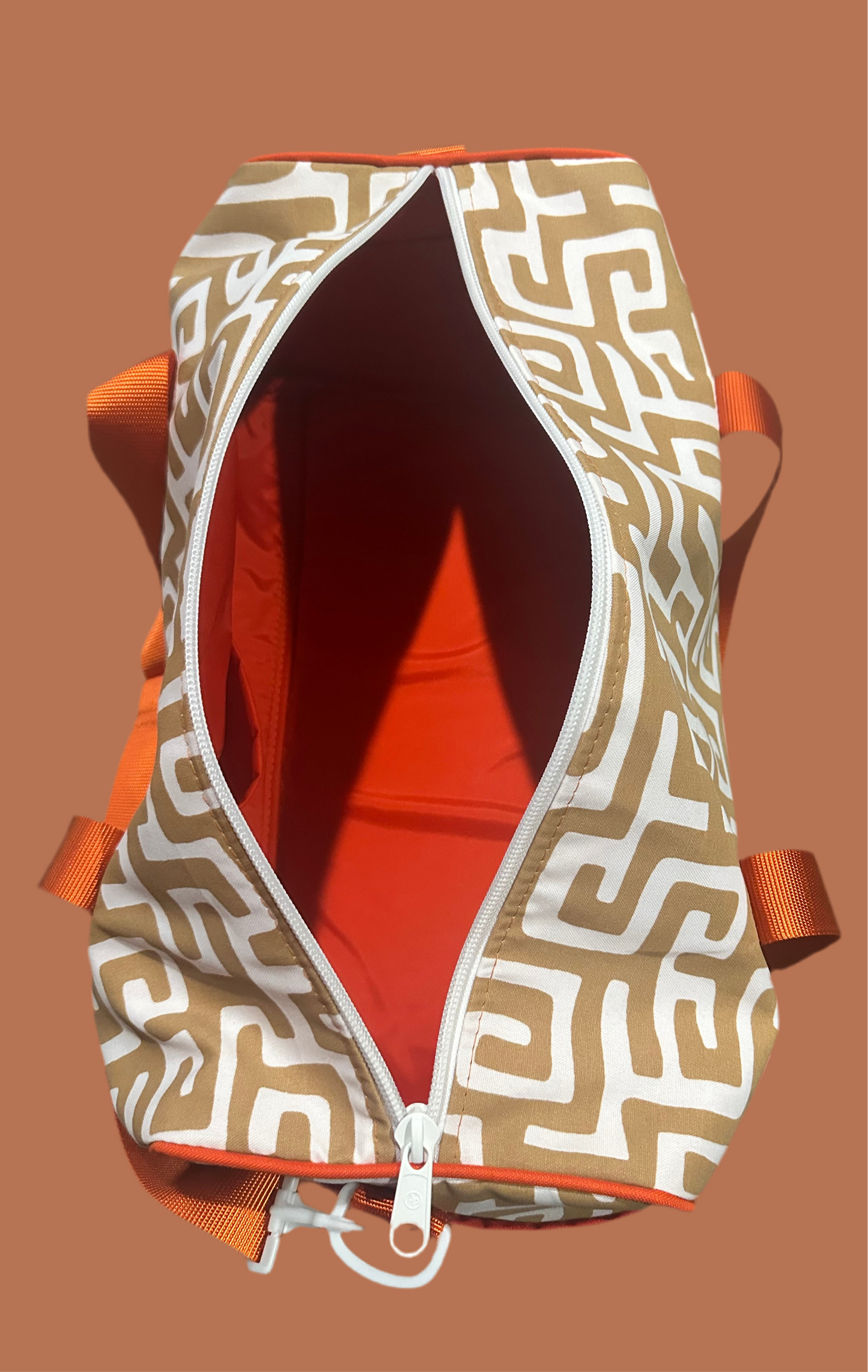 Gym & Travel Duffle Bag Orange/Geometric