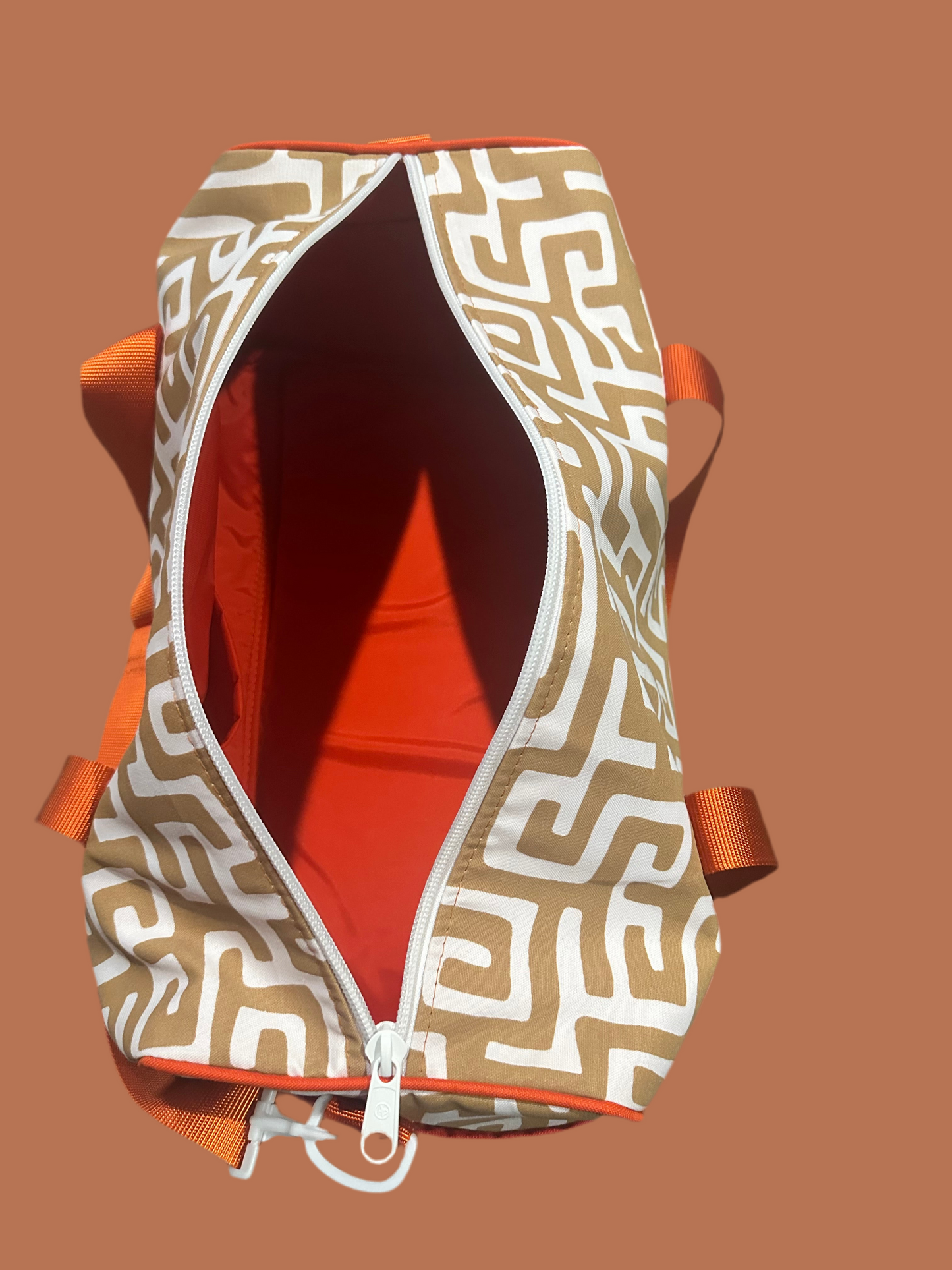 Gym & Travel Duffle Bag Orange/Geometric